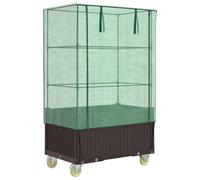 vidaXL Jardinière surélevée aspect rotin avec housse et roues