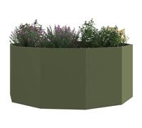 vidaXL Jardinière Vert Olive 120 x 120 x 50 cm Acier, Jardins et terrasses, jardinières Modernes en Acier, Pots Ronds, déco de Patio pour Exposer Vos Plantes