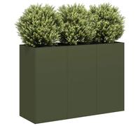 Vidaxl Jardinière Vert Olive 120x40x80 Cm Acier Laminé À Froid