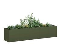 Vidaxl Jardinière Vert Olive 200x40x40 Cm Acier Laminé À Froid