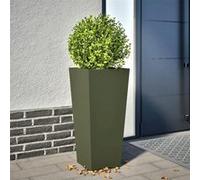 Jardinière vert olive 35x35x75 cm acier, jardinière d'extérieur, boîte à fleurs, boîte de jardin, jardinière de 851086