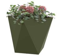 vidaXL Jardinière Vert Olive 40 x 40 x 40 cm Acier, Jardin et terrasse, bac à Fleurs en Acier Robuste, boîte rectangulaire pour déco de Patio