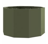 vidaXL Jardinière Vert Olive 60 x 60 x 35 cm Acier, Jardins et terrasses, jardinières Modernes en Acier, Pots Ronds, déco de Patio pour Exposer Vos Plantes
