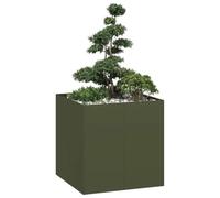 vidaXL Jardinière en acier Vert olive 80×80×80 cm