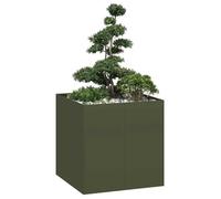 vidaXL Jardinière en acier Vert olive 80×80×80 cm