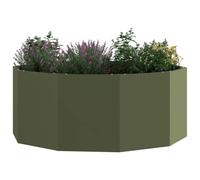 vidaXL Jardinière Vert Olive 90 x 90 x 35 cm Acier, Jardins et terrasses, jardinières Modernes en Acier, Pots Ronds, déco de Patio pour Exposer Vos Plantes