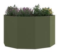 vidaXL Jardinière Vert Olive 90 x 90 x 50 cm Acier, Jardins et terrasses, jardinières Modernes en Acier, Pots Ronds, déco de Patio pour Exposer Vos Plantes
