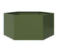 vidaXL Jardinière Vert Olive hexagone 104x90x45 cm Acier