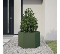 vidaXL Jardinière hexagone 851125 Vert olive acier 69×60×45 cm