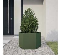vidaXL Jardinière vert olive hexagone 69x60x45 cm acier, jardinière de fleurs, jardinière de patio, jardinière de jardin, 851125 Vert G