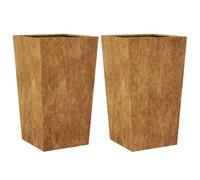 vidaXL Jardinières 2 pcs 45x45x75 cm Acier résistant aux intempéries, jardinière d'extérieur, boîte à Fleurs, boîte de Jardin, jardinière de Patio, boîte à Plantes