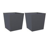 vidaXL Jardinières 2 pcs Anthracite 50x50x50 cm Acier, jardinière d'extérieur, boîte à Fleurs, boîte de Jardin, jardinière de Patio, boîte à Plantes