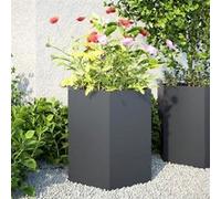 Jardinières 2 pcs anthracite hexagone 46x40x45 cm acier, jardinière de fleurs, jardinière de patio, jardinière de 851113