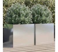 vidaXL Jardinières 2 pcs argenté 49x47x46 cm acier inoxydable841568 Argent G