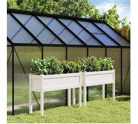 Vidaxl Jardinières 2 Pcs Avec Pieds Blanc Bois De Pin Massif