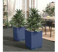vidaXL Jardinières 2 pcs, Bacs à Fleurs, Pots à Plantes, Boîtes à Fleurs Jardin Terrasse Patio Extérieur, Bleu Gris 30x30x37 364180