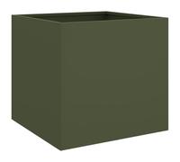 vidaXL Jardinières 2 pcs, Bacs à Fleurs, Pots de Plantes, Boîtes à Fleurs, Jardinières Surélevées de Jardin Terrasse, Vert Olive 42x40x39 cm Acier