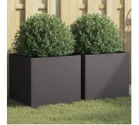 vidaXL Jardinières 2 pcs, Bacs à Fleurs, Pots de Plantes, Boîtes à Fleurs, Jardinières Surélevées de Jardin Terrasse, Noir 841548