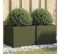 vidaXL Jardinières surélevées 2 pièces pour jardin/terrasse Acier Vert olive 42x40x39 cm