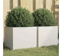 Vidaxl Jardinières 2 Pcs Blanc 32x30x29 Cm Acier Laminé À Froid