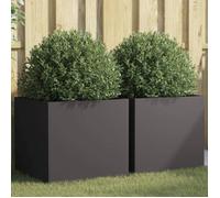 Vidaxl Jardinières 2 Pcs Noir 49x47x46 Cm Acier Laminé À Froid