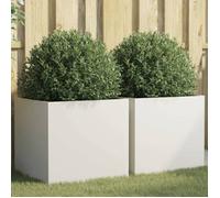 vidaXL Jardinières 2 pcs, Bacs à Fleurs, Pots de Plantes, Boîtes à Fleurs, Jardinières Surélevées de Jardin Terrasse, Blanc 841562