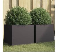 vidaXL Jardinières 2 pcs, Bacs à Fleurs, Pots de Plantes, Boîtes à Fleurs, Jardinières Surélevées de Jardin Terrasse, Noir 841536