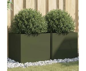 vidaXL Jardinières 2 pcs, Bacs à Fleurs, Pots de Plantes, Boîtes à Fleurs, Jardinières Surélevées de Jardin Terrasse, Vert 841566
