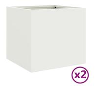 Vidaxl Jardinières 2 Pcs Blanc 32x30x29 Cm Acier Laminé À Froid