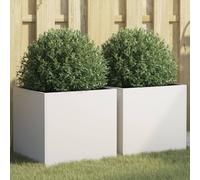 Vidaxl Jardinières 2 Pcs Blanc 42x40x39 Cm Acier Laminé À Froid