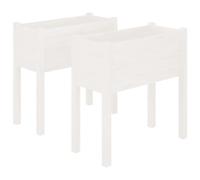 Vidaxl Jardinières 2 Pcs Blanc 70x31x70 Cm Bois De Pin Massif Blanc