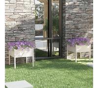 Vidaxl Jardinières 2 Pcs Blanc 70x70x70 Cm Bois De Pin Massif