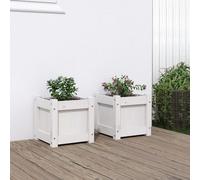 Vidaxl Jardinières 2 Pcs Blanc Bois De Pin Massif