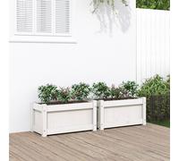 Jardinières 2 pcs, Lits Surélevé, Bacs à Fleurs, Pots de Plantes, Boîtes à Fleurs Jardin Patio Terrasse, Blanc Bois de Pin Massif 837442