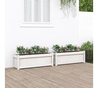 Jardinières 2 pcs, Lits Surélevé, Bacs à Fleurs, Pots de Plantes, Boîtes à Fleurs Jardin Patio Terrasse, Blanc Bois de Pin Massif 837452