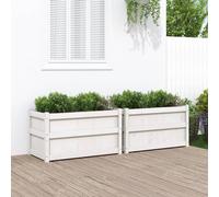 Vidaxl Jardinières 2 Pcs Blanc Bois De Pin Massif