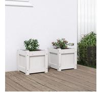 vidaXL Jardinières 2 pcs blanc bois de pin massif 837397 Blanc G