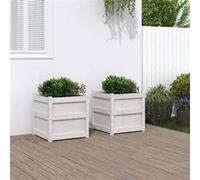 Vidaxl Jardinières 2 Pcs Blanc Bois De Pin Massif