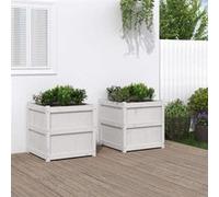 vidaXL Jardinières 2 pcs blanc bois de pin massif 837427 Blanc G
