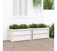 vidaXL Jardinières 2 pcs blanc bois de pin massif 837462 Blanc G