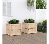 vidaXL Jardinières 2 pcs bois de pin massif 837425 Beige G