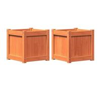 vidaXL Jardinières bac à fleurs bois de pin massif cire marron 2 pcs