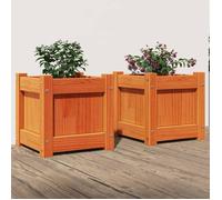 Vidaxl Jardinières 2 Pcs Cire Marron Bois De Pin Massif