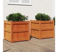 Vidaxl Jardinières 2 Pcs Cire Marron Bois De Pin Massif