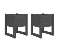 Vidaxl Jardinières 2 Pcs Gris 40x40x52,5 Cm Bois Massif De Pin
