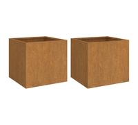 Vidaxl Jardinières 2 Pcs Gris 42x40x39 Cm Acier Corten