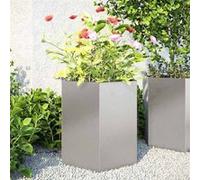 vidaXL Jardinières 2 pcs hexagone 46x40x45 cm acier inoxydable, jardinière de fleurs, jardinière de patio, jardinière de 851117 Gris G