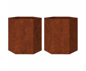 vidaXL Jardinières 2 pcs hexagone 46x40x45 cm Acier résistant aux intempéries, jardinière de Fleurs, jardinière de Patio, jardinière de Jardin, jardinière d'extérieur