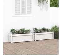 Jardinières 2 pcs, Lits Surélevé, Bacs à Fleurs, Pots de Plantes, Boîtes à Fleurs Jardin Patio Terrasse, Blanc Bois de Pin Massif 837452