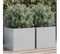 vidaXL Jardinières 2 pcs, Lits Surélevé, Bacs à Fleurs, Pots de Plantes, Boîtes à Fleurs Jardin Patio Terrasse, Argenté 841546